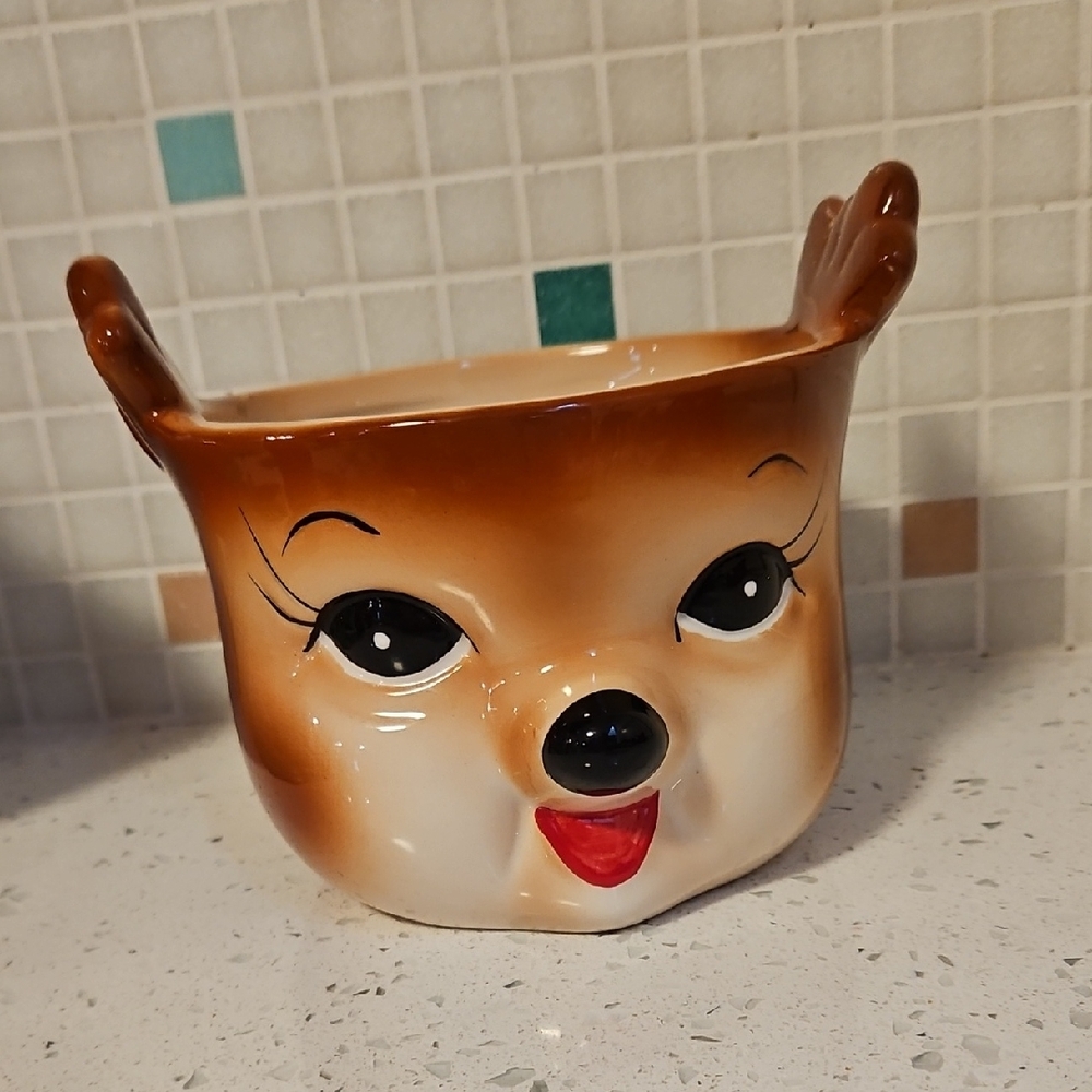 Pottery Barn Anthropomorphic Reindeer Bowl